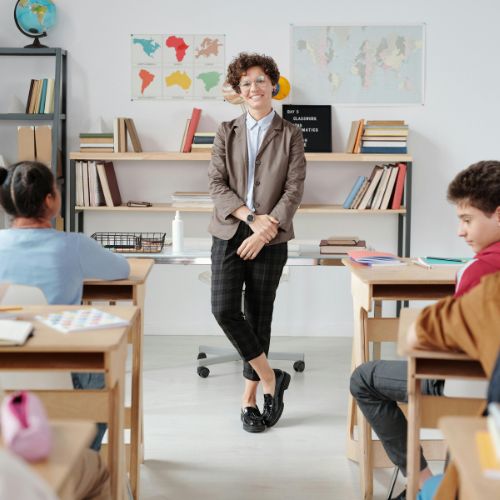 Educational Collection Teacher Standing at head of class