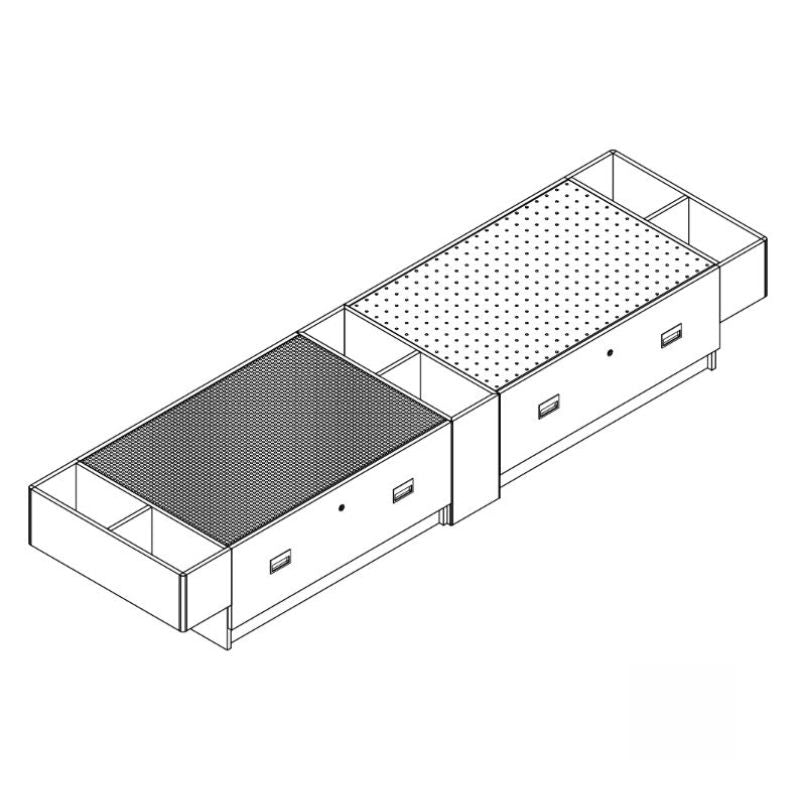 Sketch diagram of the 3branch Double Discovery Table Lego and Tinker Toy variant for educational furniture planning