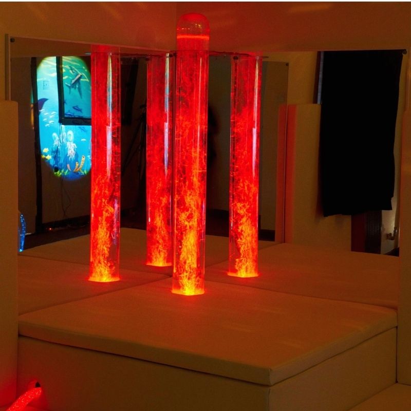 Experia Bubble Tube Mirrors - Corner View Red Light