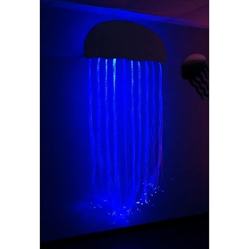 Experia Fibre Optic Jellyfish - Front View Blue Light Dark Room