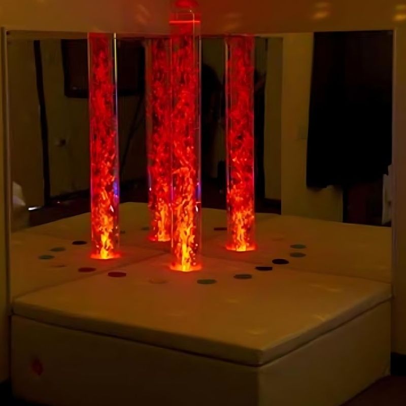 Experia Interactive Bubble Tube Corner - Corner Room View Red Light Tube
