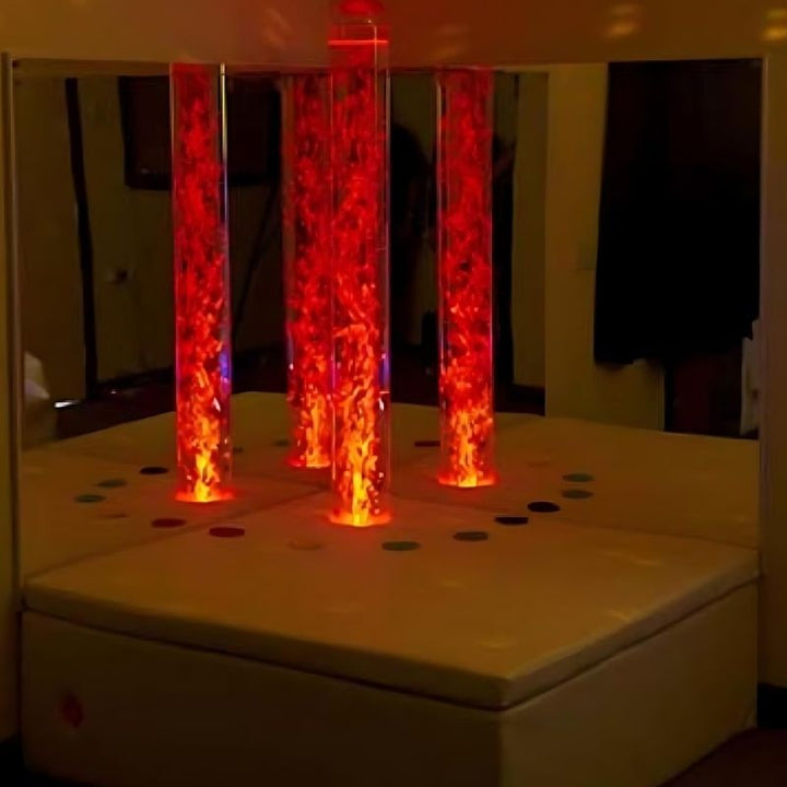 Experia Interactive Bubble Tube Corner - Corner Room View Red Light Tube
