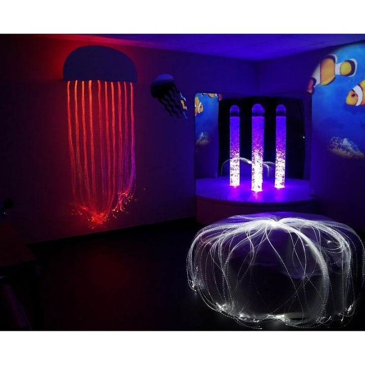 Experia Calming Underwater Adventure Room  Corner Room View Tubes in Purple Light
