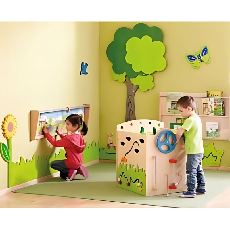 HABA Pro Multi Learning Cube - Sensory Island - Landscape View Two Kids Active Play