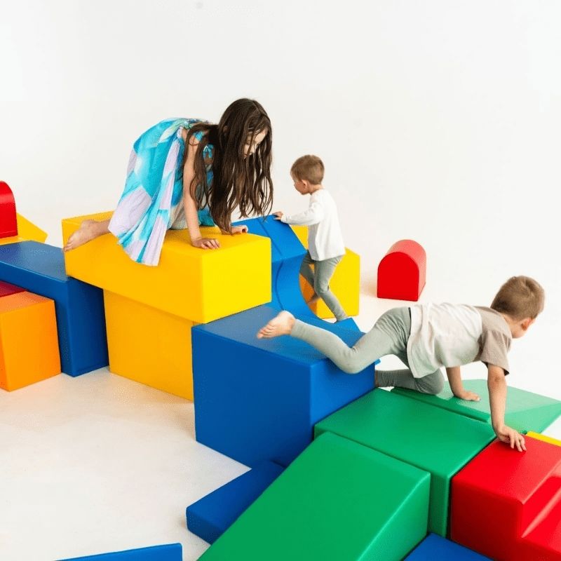 IGLU Soft Play - Mega Castle Set - Three Kids Playing Bridge Two