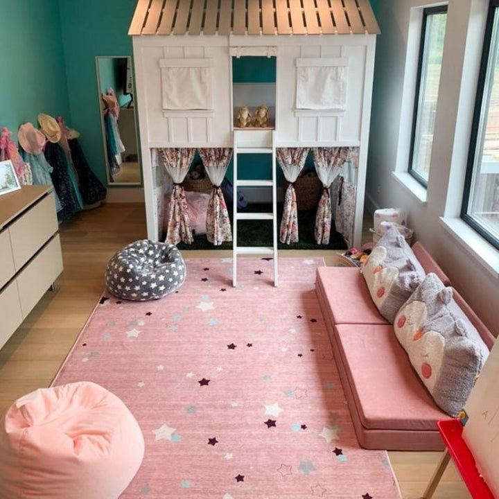 Kiddie Couch - Top View Blush Pink Playroom 
