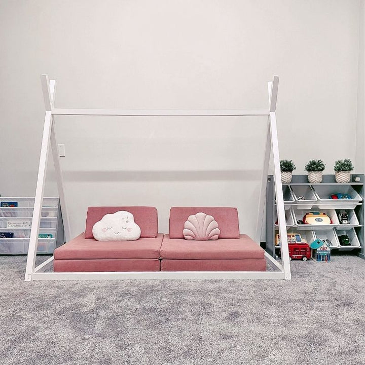 Kiddie Couch - Front View Blush Pink Playroom 

