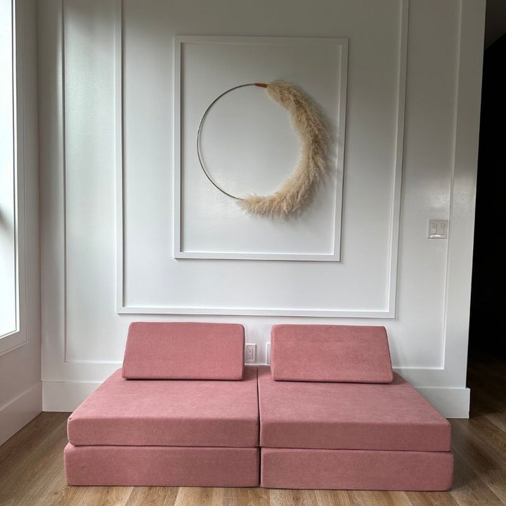 Kiddie Couch - Front View Blush Pink
