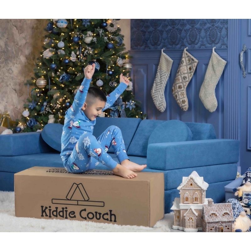 Kiddie Couch - Pacific Blue Christmas Present Happy Kid
