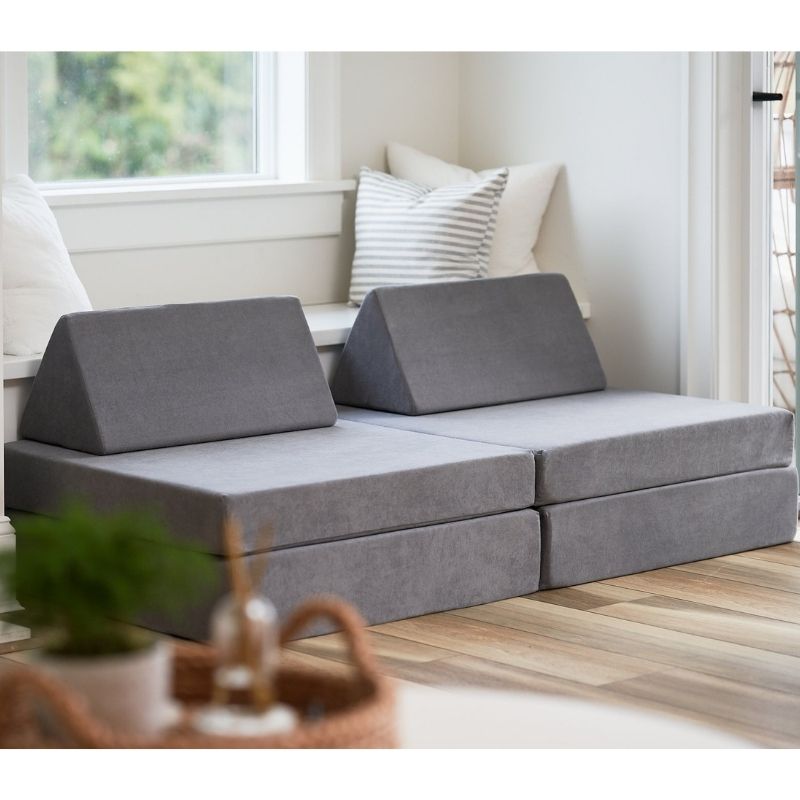 Kiddie Couch - Angle View Koala Grey
