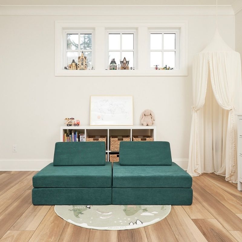 Kiddie Couch - Front View Emerald Green Living Room 
