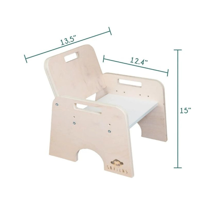 Sapiens Child - PAPAYA SET - Weaning Montessori Table and Chair Adjustable Height - Detailed Dimension