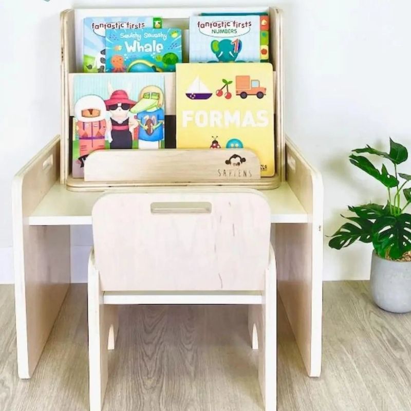 Sapiens Child - PAPAYA SET - Weaning Montessori Table and Chair Adjustable Height - Landscape View Indoor