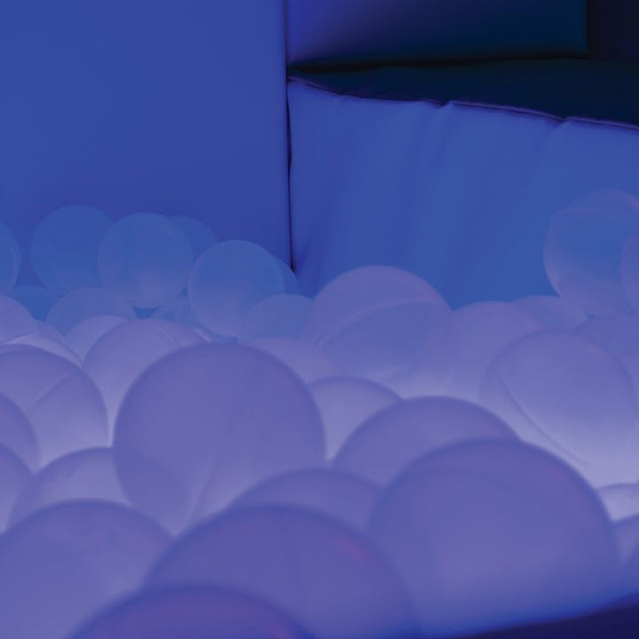 TFH Large Light-Up Ball Pit - w/ 3000 Balls - pit balls in puplish light - close up view