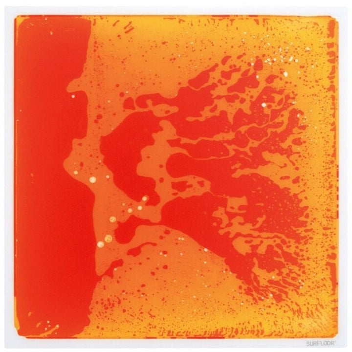 TFH Large Square Liquid Floor Tiles - 4 Set - Close up view orange red tile 