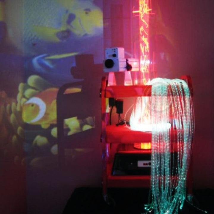 TFH Little Red Sensory Cart - Deluxe Hurricane - Waterless Front View with fishes projection