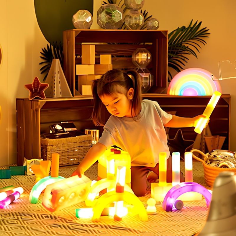 TTS Light Up Glow Cylinders - Child Active Play on Mat
