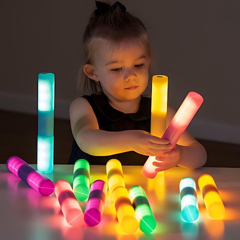 TTS Light Up Glow Cylinders - Child Active Play On Desk
