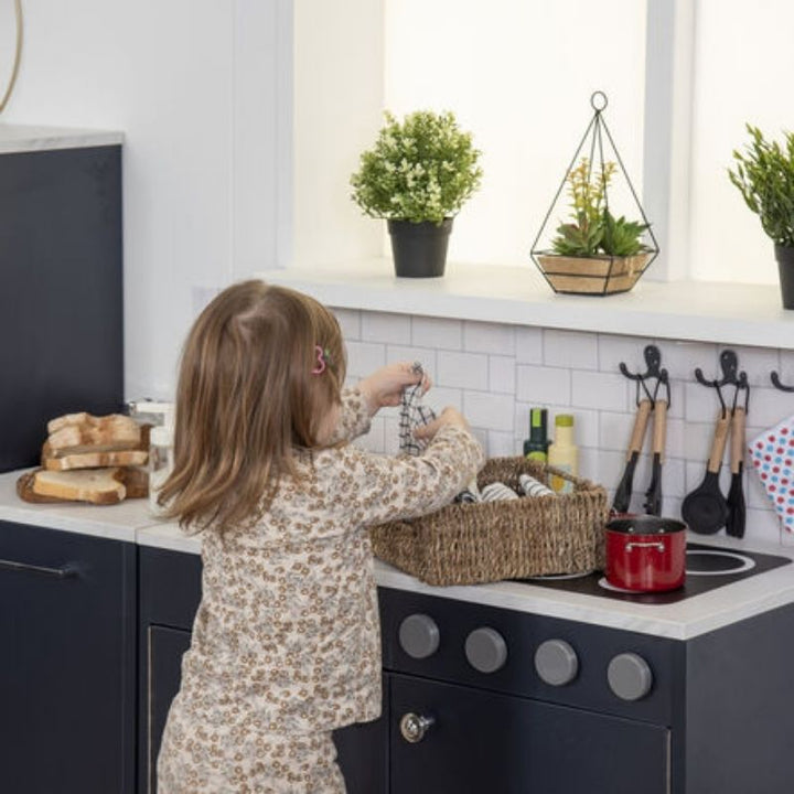 TTS Modern Living Sink and Hob Unit - Navy - Child Active Play