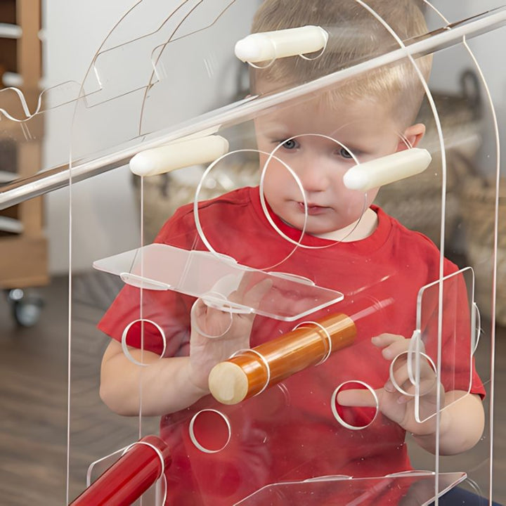 TTS STEAM Discovery Centre - Child Active Play in Red Close Up
