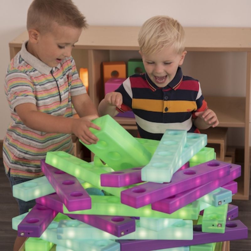TTS Stack and Build Glow Blocks - Two Child Active Collaboration Play
