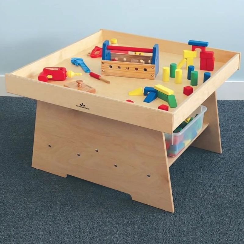 Whitney Brothers Big Wide Discovery Table Side View With Toys
