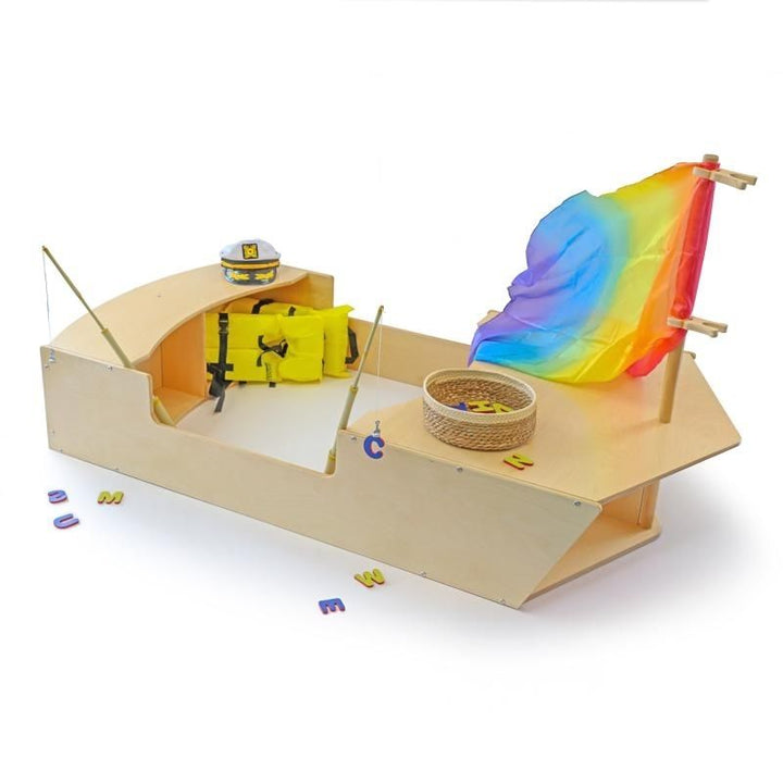 WhitneyBrothersImaginationBoat_3- in details, Full View with Flag and Toys