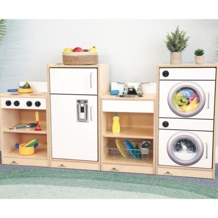 Whitney Brothers Let's Play Toddler Kitchen Ensemble - White Front Close Up View
