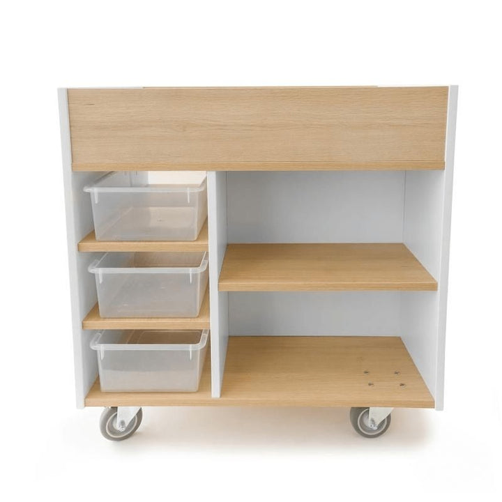 Whitney Brothers elevated™ Art Supply Cart-Front View Three Plastic Tray