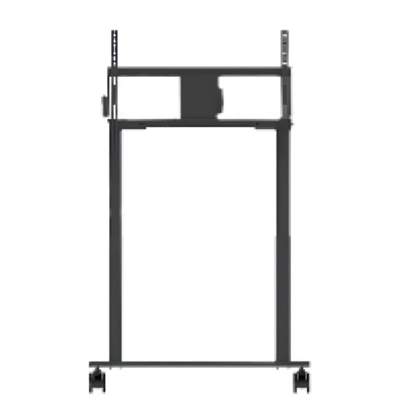 Boxlight Mobile Height-Adjustable Electric Stand clean landscape view showing the motorised column, keyboard shelf, and quiet wheels for use with Boxlight MimioPro G and Clevertouch Max 2 interactive displays
