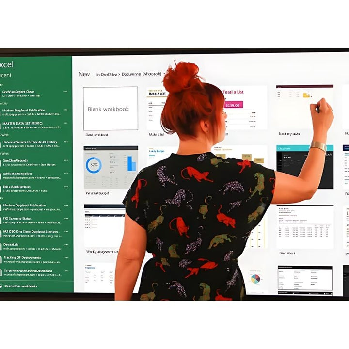 Active classroom presentation on the Boxlight MimioPro G interactive display, showing multi-student engagement with the Google EDLA certified 4K touchscreen