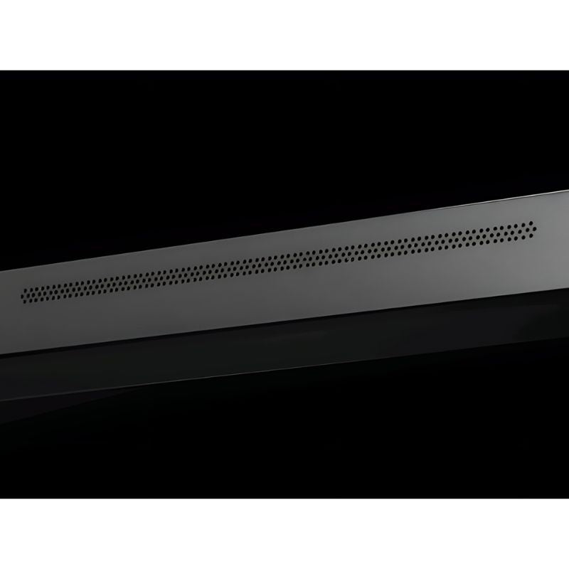 Boxlight MimioPro G interactive display super wide sound system detail, showing the 2.2 channel audio and 8-array microphone for clear classroom audio and video conferencing
