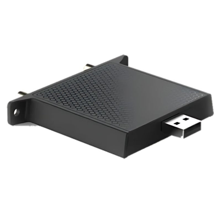 Boxlight MimioPro G close-up view of USB and Type-C connectivity ports, showing the dual Type-C 100W and 15W charging inputs and peripheral connection options