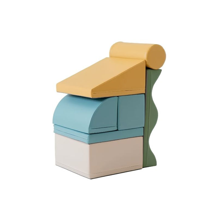 IGLU Discoverer Soft Play Set in Pastel Turquoise arranged as a stacked foam chair for active play