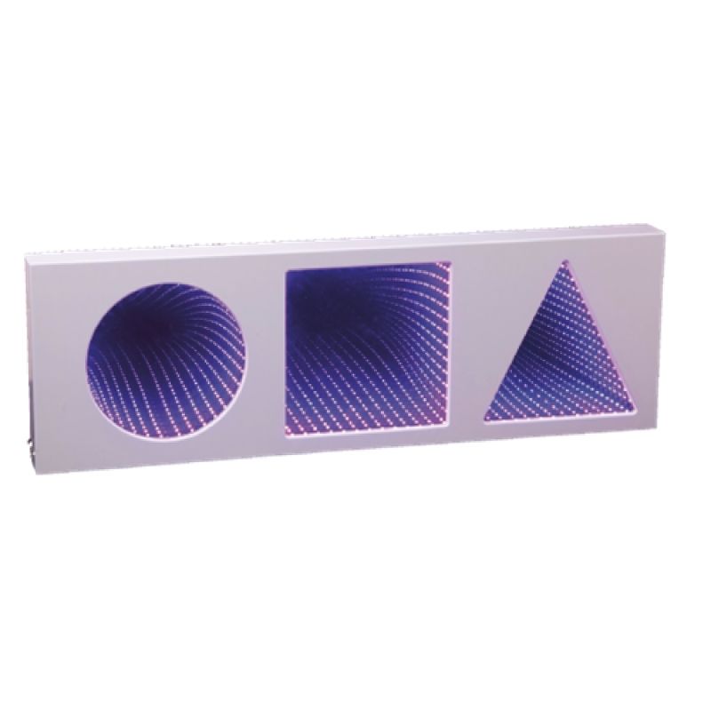 Experia 3 Shape IRiS Infinity Tunnel front clean view showing the 72-inch wall-mounted LED panel that projects round, square and triangle never-ending infinity light effects as an IRiS Listener