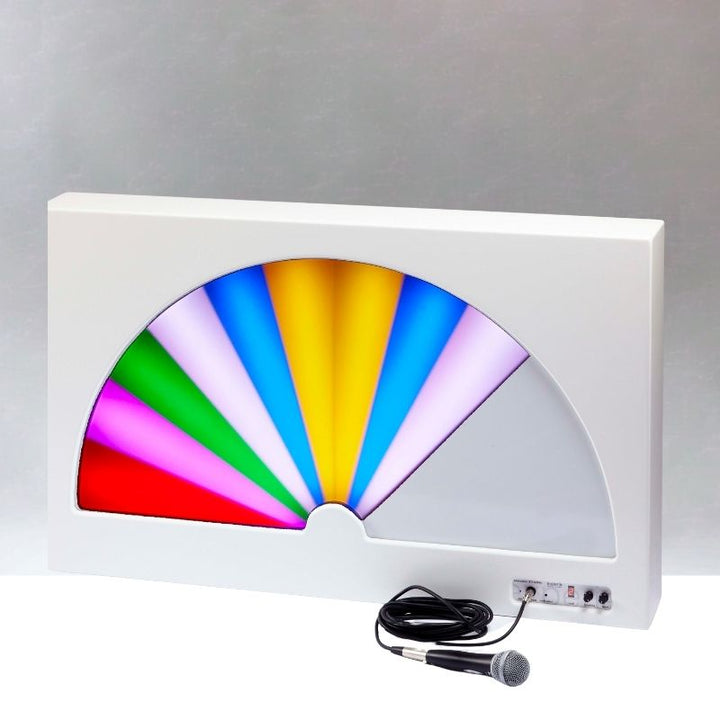 Experia Interactive LED Fanlite showing the fan-shaped LED display at partial colour activation, illustrating how the sound-activated LED panel responds progressively to sound input