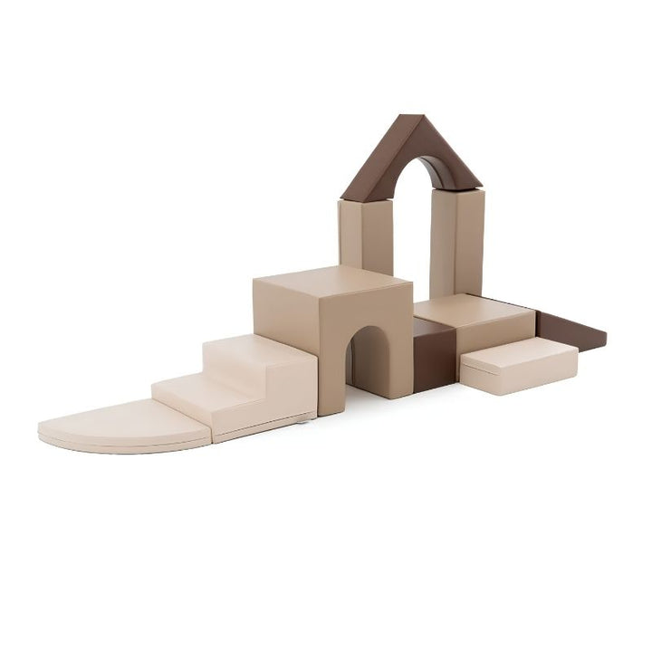 IGLU Foam Play Set Creativity in the Chocolate Factory colourway, a second landscape view of the foam play shapes