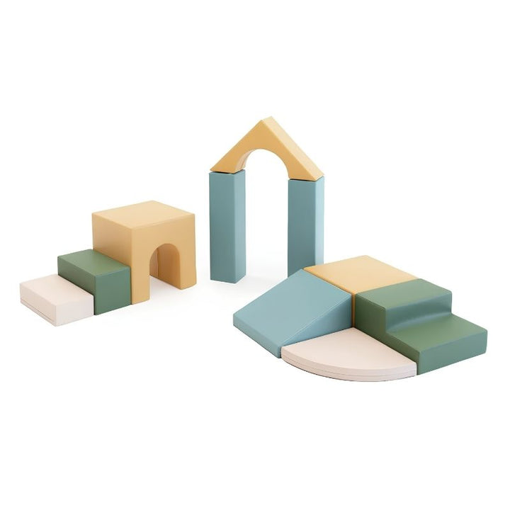 IGLU Foam Play Set Creativity in the Pastel Sea colourway, a second landscape view of the modular foam shapes