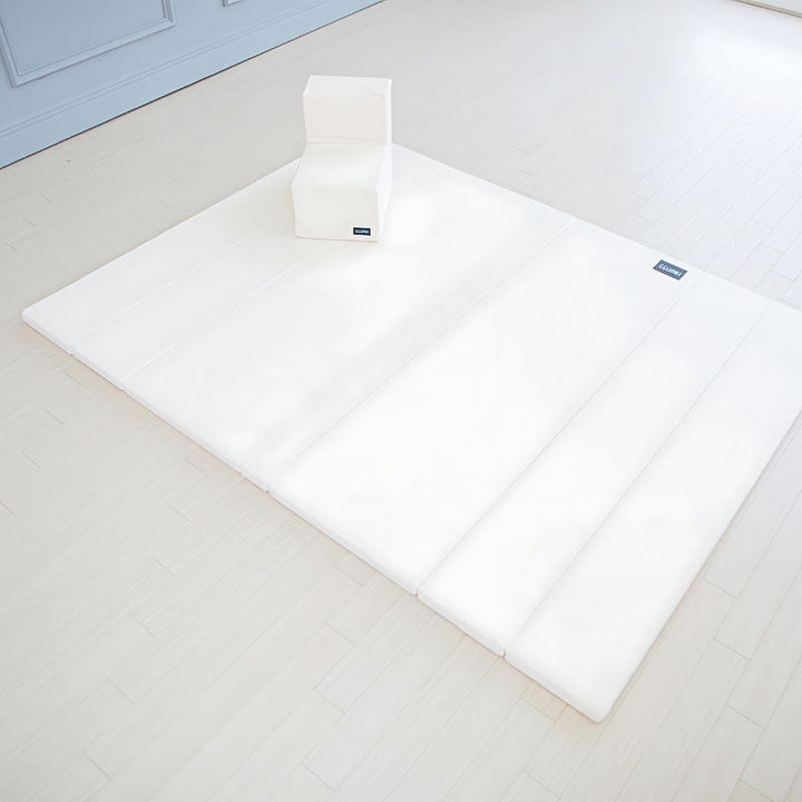 Ggumbi Lucky Star Clean Bumper Play Room Extra Large Ivory clean top-down view showing the full enclosed bumper play space layout and 5cm foam panel arrangement