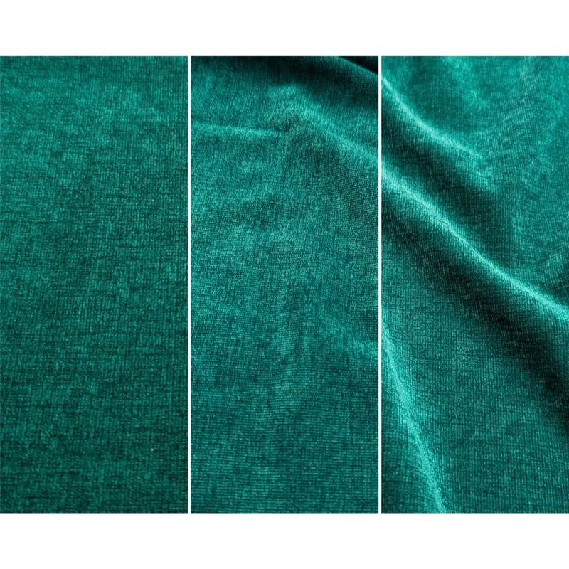 Close-up of Go Coconut - The Coconut in Forest Fern showing the Durable Micro Velveteen fabric texture and micro-brushed finish of the removable machine-washable cover on the Canadian-made play couch