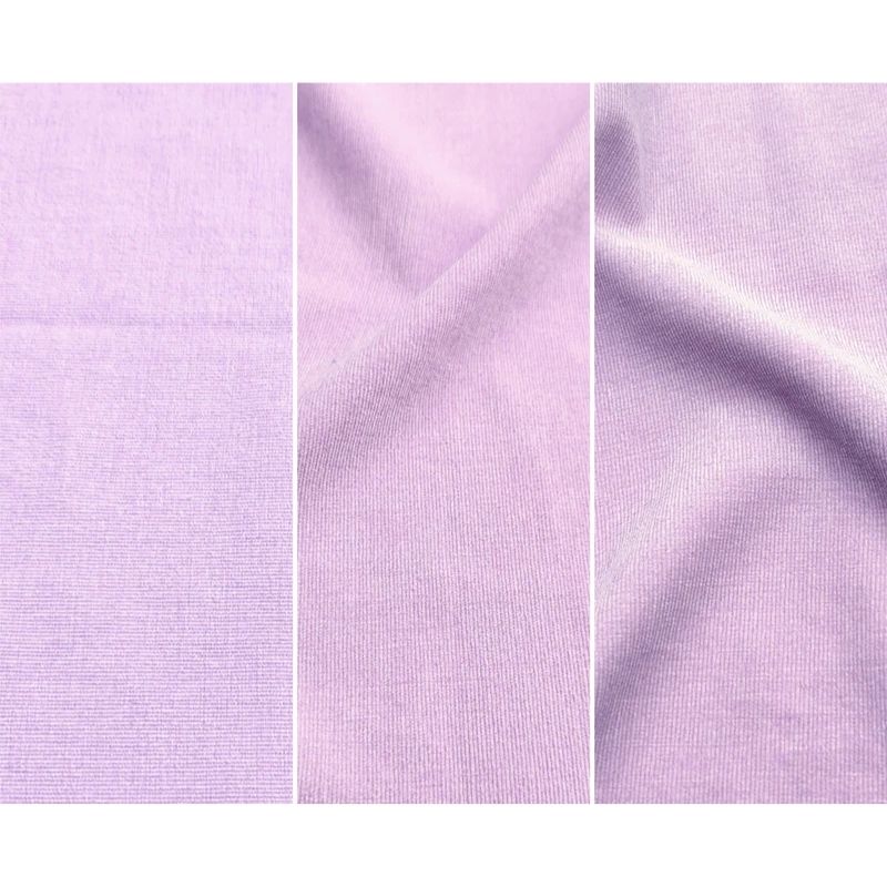 Close-up of Go Coconut - The Coconut in Lilac Lush showing the soft Durable Micro Velveteen micro-brushed texture of the removable machine-washable 100% polyester cover on the Canadian-made play couch