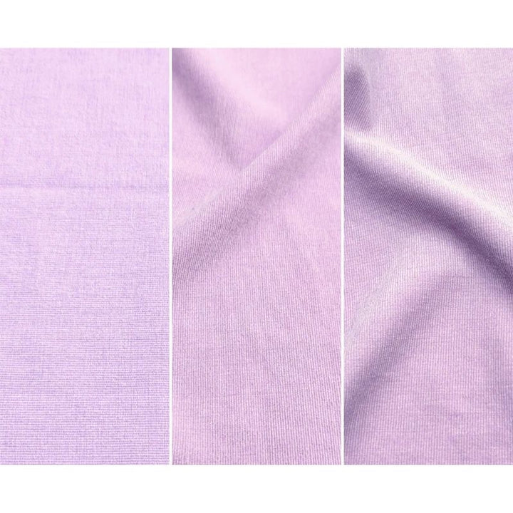 Close-up of Go Coconut - The Coconut in Lilac Lush showing the soft Durable Micro Velveteen micro-brushed texture of the removable machine-washable 100% polyester cover on the Canadian-made play couch