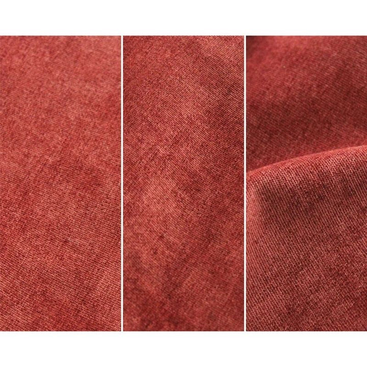 Close-up of Go Coconut - The Coconut in Red showing the Durable Micro Velveteen fabric texture and micro-brushed finish of the removable machine-washable cover on the Canadian-made play couch