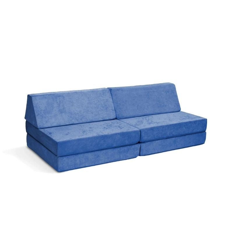 Go Coconut - The Coconut play couch in Moon Melon showing the full modular CertiPUR-US certified foam play couch with Durable Micro Velveteen cover and lifetime warranty, 100% made in Canada