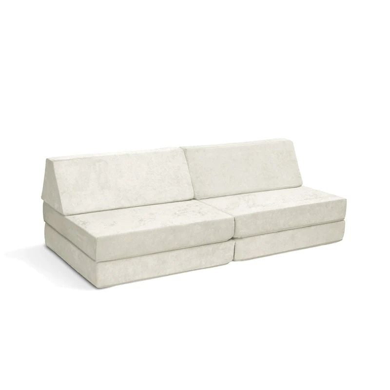 Go Coconut - The Coconut play couch in Poppy Pop showing the full modular CertiPUR-US certified foam play couch with Durable Micro Velveteen cover, 100% made in Canada with lifetime warranty