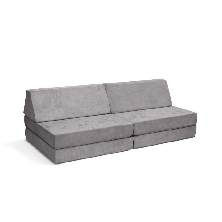 Go Coconut - The Coconut play couch in Rhino Tango showing the full modular CertiPUR-US certified foam play couch with Durable Micro Velveteen cover, 100% made in Canada with lifetime warranty