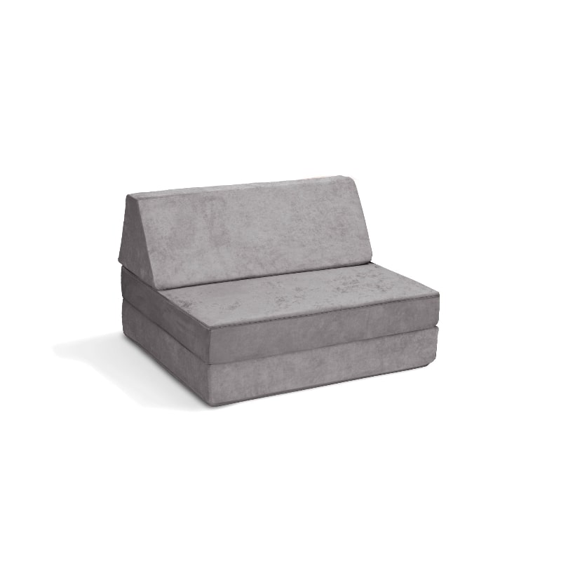 Go Coconut Half Coconut compact modular kids play couch in Rhino Tango, landscape view of the base and beam foam sensory furniture