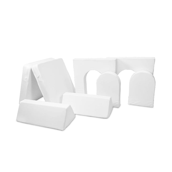 Go Coconut Waterproof Liner Set in the Builder Bundle configuration showing the PUL fabric liners for the 7-piece Builder Bundle providing waterproof, bacteria-resistant foam protection for modular play couch use