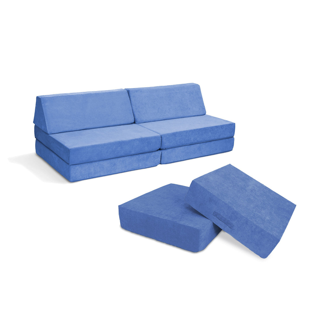 Go Coconut Coconut Maxi Bundle in Moon Melon, a Canadian-made modular play couch and Cocohop Bounce Pad bundle for kids