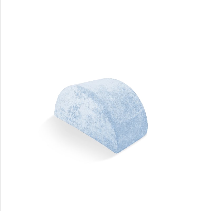 Go Coconut Mega Rocker foam balance rocker in Polar Plush blue, landscape view of the half-circle arch for vestibular and active kids play